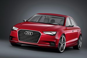 
Vue de face de l'Audi A3 Concept. Les optiques avant  LED participent au dynamisme et  la sportivit affiche de ce concept-car.
 