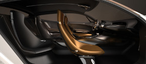 
Vue de l'habitacle de la Kia GT Concept. Les siges sont trs design.
 