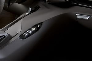 
Vue des commandes de climatisation de la Peugeot HX1. Des commandes trs stylises.
 
