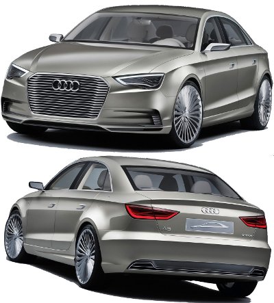 
Prsentation du design extrieur de l'Audi A3 E-Tron Concept. La forme de la calandre s'inspire des dernires productions Audi. On retrouve
 