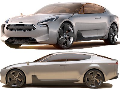 
Présentation du design extérieur du coupé 4 portes Kia GT Concept.
 