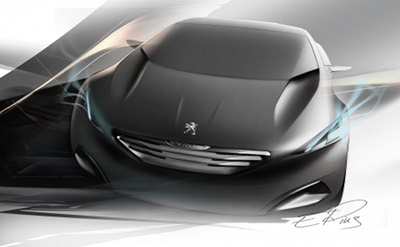 
Quelques dessins du concept car Peugeot HX1.
 